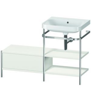 Duravit Happy D.2 Plus furniture washbasin combination HP4845N3939 120 x 49 cm, without tap hole, nordic white satin finish, with metal console