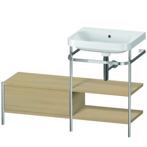 Duravit Happy D.2 Plus Möbelwaschtisch-Kombination HP4845N7171 120 x 49 cm, ohne Hahnloch, mediterrane Eiche, mit Metallkonsole