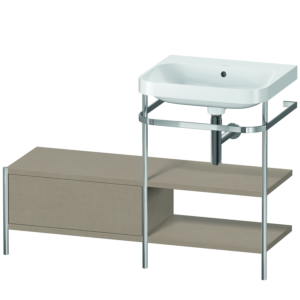 Duravit Happy D.2 Plus Möbelwaschtisch-Kombination HP4845N7575 120 x 49 cm, ohne Hahnloch, leinen, mit Metallkonsole