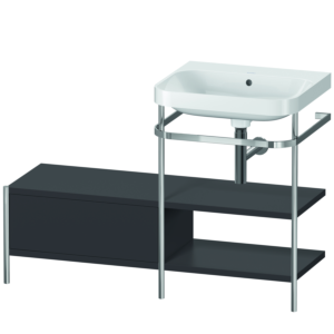 Duravit Happy D.2 Plus Möbelwaschtisch-Kombination HP4845N8080 120 x 49 cm, ohne Hahnloch, graphit supermatt, mit Metallkonsole