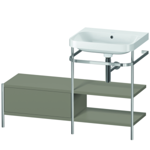 Duravit Happy D.2 Plus Möbelwaschtisch-Kombination HP4845N9292 120 x 49 cm, ohne Hahnloch, steingrau seidenmatt, mit Metallkonsole
