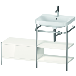 Combinaison lavabo pour meuble Duravit Happy D.2 Plus HP4845O2222 120 x 49 cm, 1 trou pour robinet, brillant blanc , avec console en métal