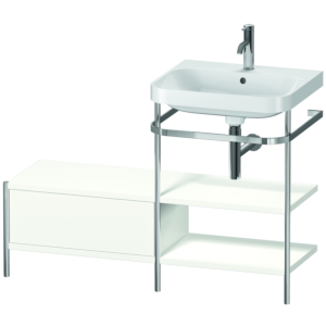 Duravit Happy D.2 Plus furniture washbasin combination HP4845O3636 120 x 49 cm, 1 tap hole, white satin finish, with metal console