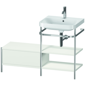 Duravit Happy D.2 Plus Möbelwaschtisch-Kombination HP4845O3939 120 x 49 cm, 1 Hahnloch, nordic weiß seidenmatt, mit Metallkonsole