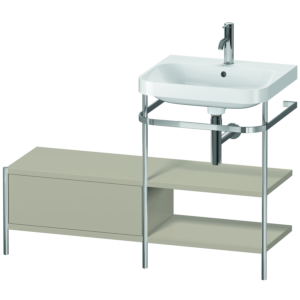 Duravit Happy D.2 Plus Möbelwaschtisch-Kombination HP4845O6060 120 x 49 cm, 1 Hahnloch, taupe seidenmatt, mit Metallkonsole