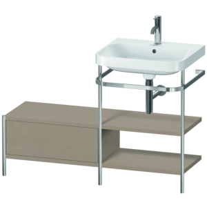 Duravit Happy D.2 Plus Möbelwaschtisch-Kombination HP4845O7575 120 x 49 cm, 1 Hahnloch, leinen, mit Metallkonsole