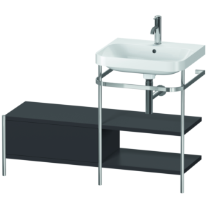Duravit Happy D.2 Plus combinaison lavabo pour meuble HP4845O8080 120 x 49 cm, 1 trou pour robinetterie, graphite super mat, avec console en métal