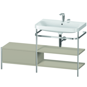 Duravit Happy D.2 Plus vanity combination HP4847E6060 140 x 49 cm, 2 tap holes, taupe satin finish, with metal console