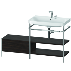 Duravit Happy D.2 Plus furniture washbasin combination HP4847E6969 140 x 49 cm, 2 tap holes, brushed walnut, with metal console