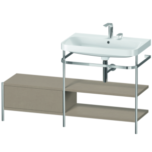Duravit Happy D.2 Plus furniture washbasin combination HP4847E7575 140 x 49 cm, 2 tap holes, linen, with metal console