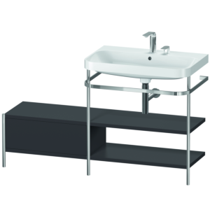 Duravit Happy D.2 Plus combinaison lavabo pour meuble HP4847E8080 140 x 49 cm, 2 trous pour robinetterie, graphite super mat, avec console en métal