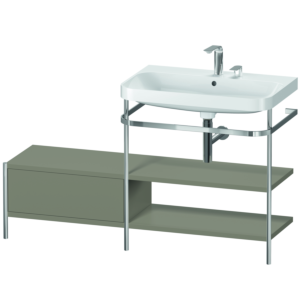 Duravit Happy D.2 Plus vanity combination HP4847E9292 140 x 49 cm, 2 tap holes, stone gray satin finish, with metal console