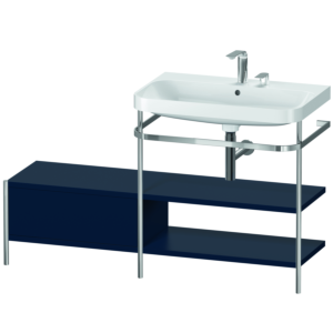 Duravit Happy D.2 Plus furniture washbasin combination HP4847E9898 140 x 49 cm, 2 tap holes, midnight blue satin finish, with metal console