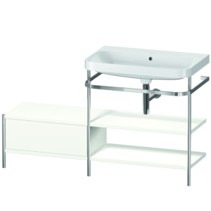 Combinaison lavabo pour meuble Duravit Happy D.2 Plus HP4847N3636 140 x 49 cm, sans trou pour robinetterie, blanc , avec console en métal