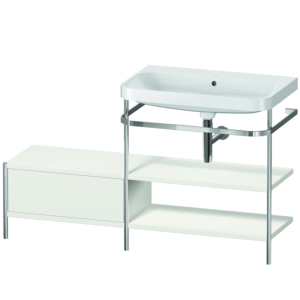 Combinaison lavabo pour meuble Duravit Happy D.2 Plus HP4847N3939 140 x 49 cm, sans trou pour robinetterie, nordic blanc , avec console en métal