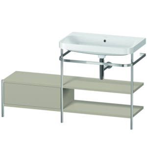 Combinaison lavabo pour meuble Duravit Happy D.2 Plus HP4847N6060 140 x 49 cm, sans trou pour robinetterie, finition taupe satinée, avec console en métal