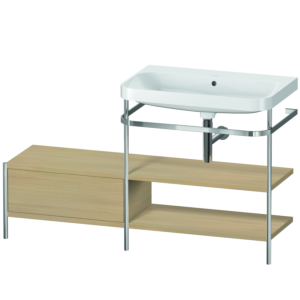 Duravit Happy D.2 Plus furniture washbasin combination HP4847N7171 140 x 49 cm, without tap hole, Mediterranean oak, with metal console