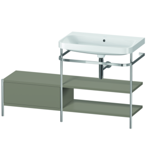 Duravit Happy D.2 Plus furniture washbasin combination HP4847N9292 140 x 49 cm, without tap hole, stone gray satin finish, with metal console