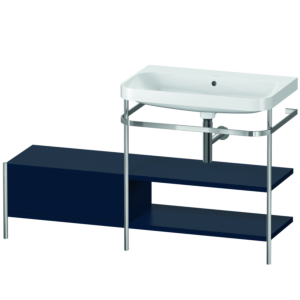Duravit Happy D.2 Plus furniture washbasin combination HP4847N9898 140 x 49 cm, without tap hole, midnight blue satin finish, with metal console