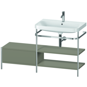 Combinaison lavabo pour meuble Duravit Happy D.2 Plus HP4847O9292 140 x 49 cm, 1 trou pour robinetterie, finition gris pierre satiné, avec console en métal