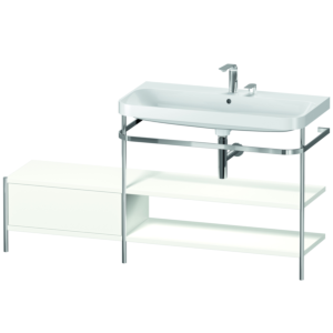 Combinaison lavabo pour meuble Duravit Happy D.2 Plus HP4848E3636 160 x 49 cm, 2 trous pour robinetterie, blanc , avec console en métal