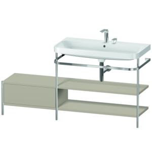 Duravit Happy D.2 Plus vanity combination HP4848E6060 160 x 49 cm, 2 tap holes, taupe satin finish, with metal console