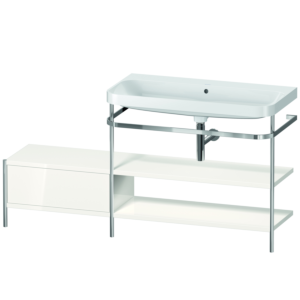Duravit Happy D.2 Plus furniture washbasin combination HP4848N2222 160 x 49 cm, without tap hole, white high gloss, with metal console