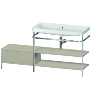 Combinaison lavabo pour meuble Duravit Happy D.2 Plus HP4848N6060 160 x 49 cm, sans trou pour robinetterie, finition taupe satinée, avec console en métal