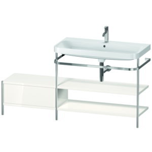 Combinaison lavabo pour meuble Duravit Happy D.2 Plus HP4848O2222 160 x 49 cm, 1 trou pour robinet, brillant blanc , avec console en métal