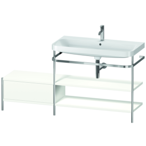 Combinaison lavabo pour meuble Duravit Happy D.2 Plus HP4848O3636 160 x 49 cm, 1 trou pour robinetterie, blanc , avec console en métal