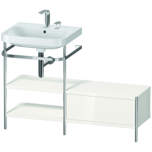 Duravit Happy D.2 Plus Möbelwaschtisch-Kombination HP4850E2222 120 x 49 cm, 2 Hahnlöcher, weiß hochglanz, mit Metallkonsole