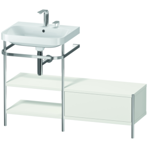 Duravit Happy D.2 Plus furniture washbasin combination HP4850E3939 120 x 49 cm, 2 tap holes, nordic white satin finish, with metal console