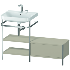 Duravit Happy D.2 Plus vanity combination HP4850E6060 120 x 49 cm, 2 tap holes, taupe satin finish, with metal console