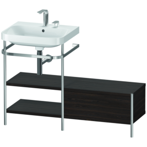 Duravit Happy D.2 Plus furniture washbasin combination HP4850E6969 120 x 49 cm, 2 tap holes, brushed walnut, with metal console