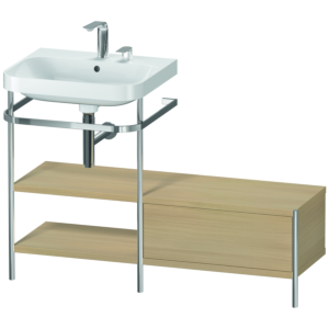 Duravit Happy D.2 Plus combinaison lavabo pour meuble HP4850E7171 120 x 49 cm, 2 trous pour robinetterie, chêne méditerranéen, avec console en métal