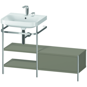Duravit Happy D.2 Plus vanity combination HP4850E9292 120 x 49 cm, 2 tap holes, stone gray satin finish, with metal console