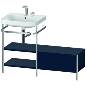 Duravit Happy D.2 Plus furniture washbasin combination HP4850E9898 120 x 49 cm, 2 tap holes, midnight blue satin finish, with metal console