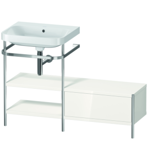 Duravit Happy D.2 Plus Möbelwaschtisch-Kombination HP4850N2222 120 x 49 cm, ohne Hahnloch, weiß hochglanz, mit Metallkonsole