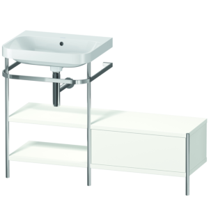Duravit Happy D.2 Plus furniture washbasin combination HP4850N3636 120 x 49 cm, without tap hole, white satin finish, with metal console
