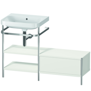 Duravit Happy D.2 Plus Möbelwaschtisch-Kombination HP4850N3939 120 x 49 cm, ohne Hahnloch, nordic weiß seidenmatt, mit Metallkonsole