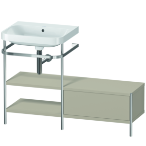 Duravit Happy D.2 Plus furniture washbasin combination HP4850N6060 120 x 49 cm, without tap hole, taupe satin finish, with metal console