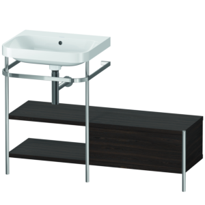 Duravit Happy D.2 Plus furniture washbasin combination HP4850N6969 120 x 49 cm, without tap hole, brushed walnut, with metal console