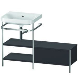 Duravit Happy D.2 Plus furniture washbasin combination HP4850N8080 120 x 49 cm, without tap hole, graphite super matt, with metal console