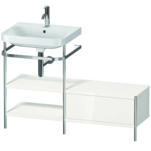 Duravit Happy D.2 Plus Möbelwaschtisch-Kombination HP4850O2222 120 x 49 cm, 1 Hahnloch, weiß hochglanz, mit Metallkonsole