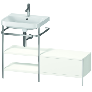 Combinaison lavabo pour meuble Duravit Happy D.2 Plus HP4850O3636 120 x 49 cm, 1 trou pour robinetterie, blanc , avec console en métal