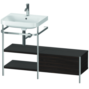 Combinaison lavabo pour meuble Duravit Happy D.2 Plus HP4850O6969 120 x 49 cm, 1 trou pour robinetterie, noyer brossé, avec console en métal