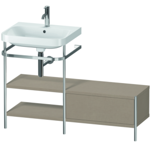Duravit Happy D.2 Plus Möbelwaschtisch-Kombination HP4850O7575 120 x 49 cm, 1 Hahnloch, leinen, mit Metallkonsole