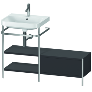 Duravit Happy D.2 Plus combinaison lavabo pour meuble HP4850O8080 120 x 49 cm, 1 trou pour robinetterie, graphite super mat, avec console en métal