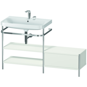 Duravit Happy D.2 Plus furniture washbasin combination HP4852E3939 140 x 49 cm, 2 tap holes, nordic white satin finish, with metal console