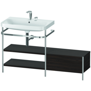 Duravit Happy D.2 Plus furniture washbasin combination HP4852E6969 140 x 49 cm, 2 tap holes, brushed walnut, with metal console